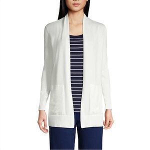 Lands' End Classic White Open Cardigan